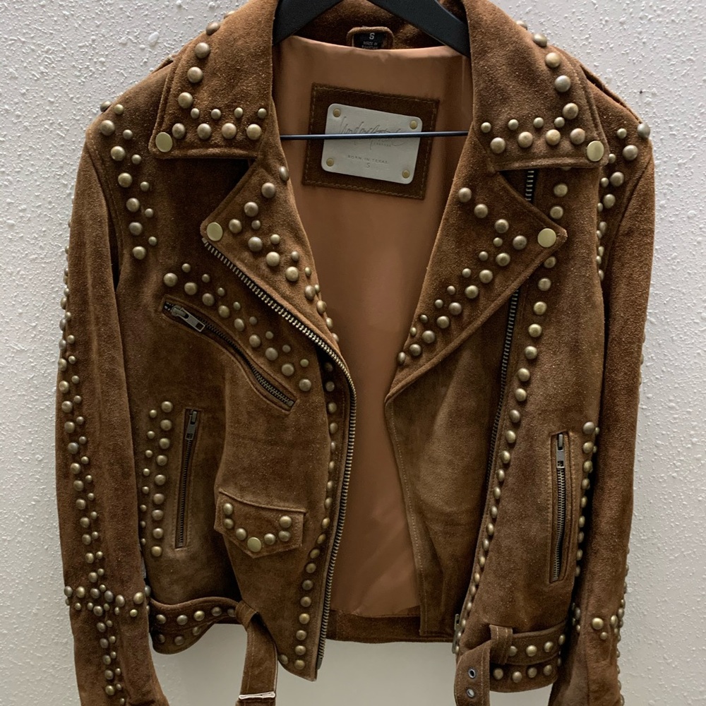 Understated Leather Studded Suede Jacket
